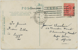 GB 1906 EVII 1D Pc EDINBURGH To OBSERVATORY-ROAD South-Africa POSTMARK-ERROR - Lettres & Documents