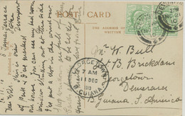 GB 1910 EVII ½ D (2x) Superb RP  „DEVONPORT" "GEORGETOWN" BRITISH GUIANA RRR!! - Cartas & Documentos