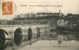 CHINON VUE DU CHATEAU ET PONT SUR LA VIENNE - Chinon