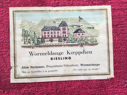 RIESLING WORMELDANGE KOEPPCHEN✔️Bistrot Alimentation Étiquette De Vin Vignoble-☛décollé - Riesling