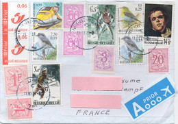 Petit Enveloppe Voyagé Belgique-France Avec 15 Timbres Oblitérés - Omslagbrieven