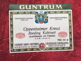 GUNTRUM--OPPENHEIMER KREUZ RIESLING KABINETT NEIRSTEN DEUTSCHLAND ALLEMAGNE✔️Bistrot Alimentation Étiquette De Vin-☛Neuf - Riesling