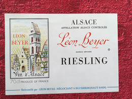 RIESLING Alsace Léon Beyer ✔️Bistrot Alimentation Étiquette De Vin Vignoble-☛Neuf - Riesling