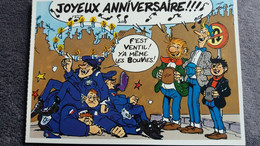 CPM JOYEUX ANNIVERSAIRE  POLICE QUI VOIT 36 CHANDELLES  PIEDS NICKELES DESSIN RODRIGUE ED ROMBALDI 1992 - Anniversaire