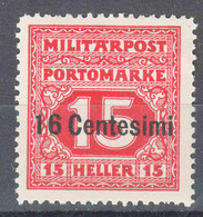 Austria Feldpost Occupation Of Italy 1918 Porto Mi#3 Mint Hinged - Neufs