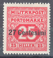 Austria Feldpost Occupation Of Italy 1918 Porto Mi#4 Mint Hinged - Neufs