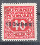Austria Feldpost Occupation Of Italy 1918 Porto Mi#6 Mint Hinged - Nuovi