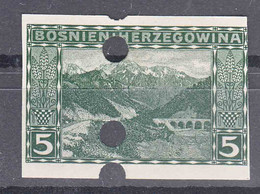 Austria Occupation Of Bosnia 1906 Pictorials Mi#32 U, Imperforated, Used Cancel Holes - Used Stamps