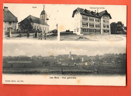 ZLH-05 RARE Multivues Jura Les Bois Eglise,Fabrique Huot. Cattin ,Circulé 1908 Vers Vacheries Breuleux - Les Bois