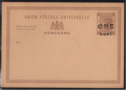 HONG KONG - QV - GB / ENTIER POSTAL SURCHARGE 1 C/3 C - STATIONERY CARD (ref LE3548) - Postal Stationery