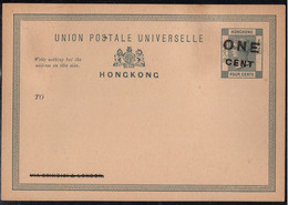 HONG KONG - QV - GB / ENTIER POSTAL SURCHARGE 1 C/4 C - STATIONERY CARD (ref LE3550) - Entiers Postaux