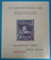 1961 SPAGNA Arte Velazquez Paintings - Foglietto - Blocks & Sheetlets & Panes