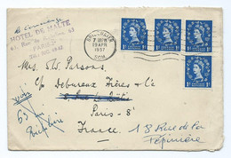 2145 Lettre Cover Bridgwater Parsons Pour Paris 75008 Le Concierge De Hotel De Malte Rue Richelieu Flamme Foire De Paris - Postmark Collection