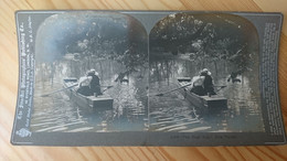 1901 - PROMENADE ROMANTIQUE EN BARQUE - PHOTO STEREO - Stereoscopic