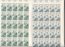 2 Feuilles Complètes De  50 Timbres Des N° 1508/09 Croix-rouge 1966. - Full Sheets