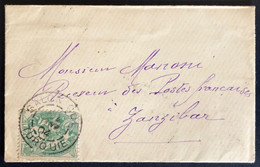 Petite Lettre De Smyrne Levant 1904 N°12 Obl "Salonique/turquie" Pour Zanzibar ! Pas Commun - Covers & Documents