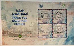 2020 Saudi Arabia Thank You Post Workers, World Post Day Sheet- COVID-19 Themed Stamp - Arabie Saoudite