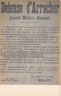 54-LUNEVILLE-AVIS AUX HABITANTS -  DEFENSE D'ARRACHER- AUTORITE MILITAIRE ALLEMANDE - Luneville