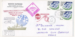 Enveloppe TAAF -  Port Aux Français Kerguelen 15/3/1994 - Marion Dufresne Mission Antares II S/ 1,00 Cordierite X3 - Covers & Documents
