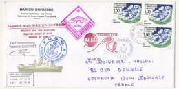 Enveloppe TAAF -  Port Aux Français Kerguelen 15/3/1994 - Marion Dufresne Mission Antares II S/ 1,00 Cordierite X3 - Lettres & Documents