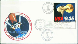 USA 1983-8-30 Challenger STS-8 FLOWN Cover, Really Space Mail, Boardpost - América Del Norte