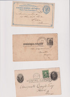 ETATS UNIS-LOT ENTIERS POSTAUX Sur CP Et 2 Sur Enveloppe-divers Dates 1880 ++ - Autres & Non Classés