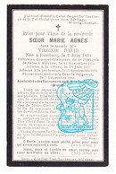 DP EZ Soeur Virginie David - Sr. Marie Agnes ° Everbecq Everbeek Brakel 1860 † Couvent Biévène Klooster Bever 1914 - Devotieprenten