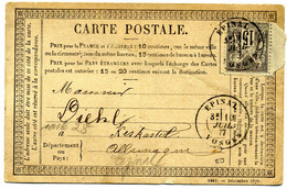 Carte Précurseur  Avec Sage N° 77   Epinal Pour  Keskastel  ( Allemagne  )  En 1877(T 155) - Cartes Précurseurs