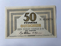 Allemagne Notgeld Kahla 50 Pfennig - Collections