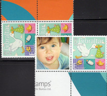 Grüße 2007 Gibraltar 1229 Zf+ ZD-Paar ** 5€ Storch Glückwunsch Zur Kinder-Geburt Greetings Children Se-tenant Of UK - Moederdag