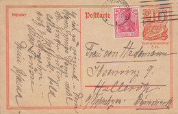 Deutsches Reich Germania Stamp Uprated Postal Stationery Ganzsache Postreiter BRAUNSCHWEIG 1921 HELLERUP Denmark - Postcards