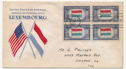 USA / LUXEMBOURG - Enveloppe FDC Honneur à La Nation Oppressée LUXEMBOURG - 1943 - Bloc De Quatre - WW2