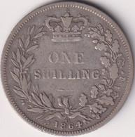 GREAT BRITAIN , SHILLING 1864 DIE 13 , SILVER COIN - I. 1 Shilling