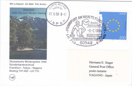 Duitsland 1998, Postcard To Japan, Olympic Games (special Stamp Curling) - Cartoline - Usati