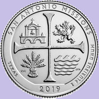 USA Quarter 1/4 Dollar 2019 D, San Antonio Missions - Texas, KM#703, Unc - 2010-...: National Parks