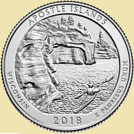 USA Quarter 1/4 Dollar 2018 D, Apostle Islands - Wisconsin, KM#670, Unc - 2010-...: National Parks