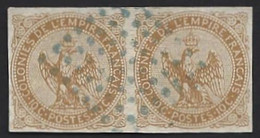 France Colonies Générales N°3 Paire Oblitéré Losange 8 X 8 En Bleu Probablement De La Réunion Signé Brun - Eagle And Crown