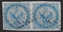 France Colonies Générales N°4 20c Paire Obl Losange De Points Losangiques Signé Brun - Eagle And Crown