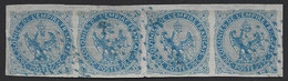 France Colonies Générales N°4 20c Bande De 4 Obl Losange 8 X 8 Bleu Losangique Rare !! Signé Behr - Aigle Impérial