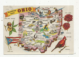 JC , G , Cp , Carte Géographique , Etats Unis , Greetings From OHIO ,voyagée - Cartes Géographiques