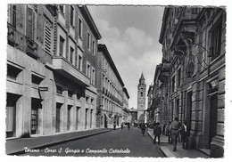 9091 - TERAMO CORSO S GIORGIO E CAMPANILE CATTEDRALE ANIMATA 1957 - Teramo