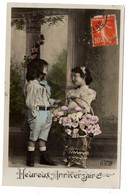 Heureux Anniversaire -- Garçon Et Fillette ( Fleurs)...................à Saisir - Birthday