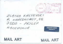 Brazil Letter Mail Art - Machine Stamps (ATM) Postage Meter 2008 Via Macedonia - Briefe U. Dokumente