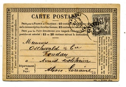 Carte Précurseur  Avec Sage N° 77 Saintes  Pour  Fouday  En 1877(T 177) - Cartoline Precursori