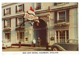 Ref 1480 - Postcard - Cars Outside Red Lion Hotel - Salisbury - Wiltshire - Salisbury