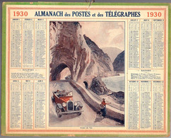 CALENDRIER GF 1930 - Promenade Voiture Dans Les Gorges Du Var, Imprimeur Oberthur Rennes - Grand Format : 1921-40
