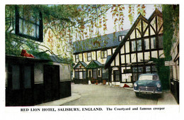 Ref 1480 - Postcard - Red Lion Hotel Courtyard & Car - Salisbury - Wiltshire - Salisbury