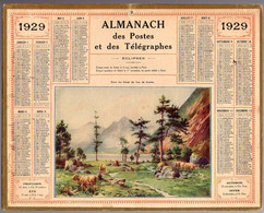 CALENDRIER GF 1929 - Dans Les Fonds Du Lac De Gaube, Imprimeur Oberthur Rennes - Grand Format : 1921-40