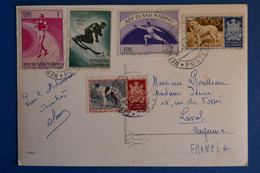 M7 SAN MARINO BELLE CARTE 1957 POUR LAVAL FRANCE+ AFFRANCH. INTERESSANT - Covers & Documents