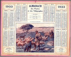 CALENDRIER GF 1933 - Les Troupeaux De Moutons Au Mont-Lozère, Imprimeur Oberthur Rennes - Grand Format : 1921-40